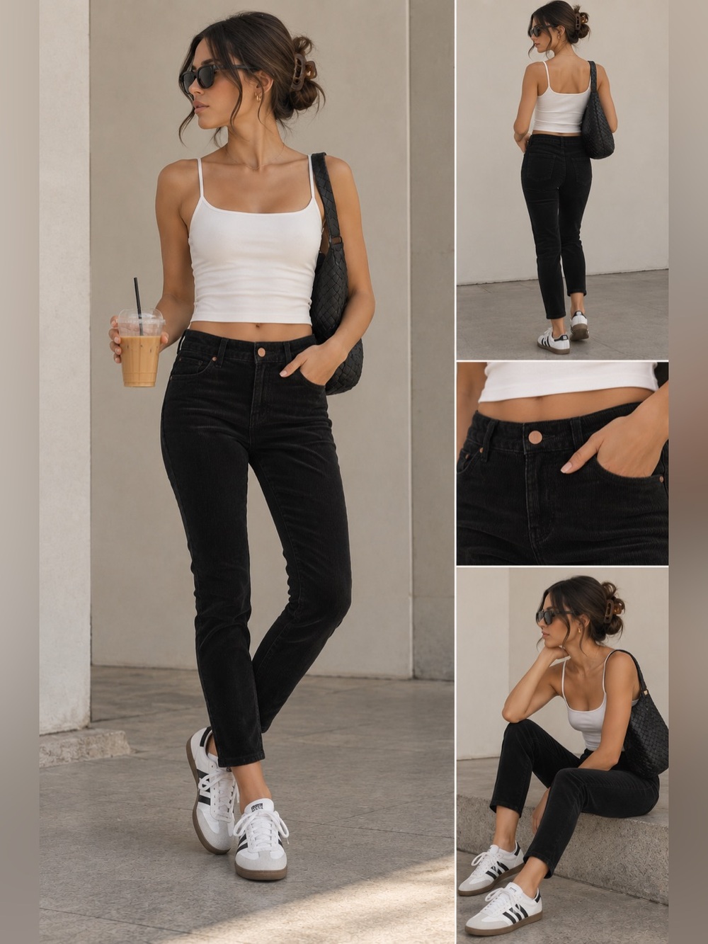 JBRAND Corduroy Pencil Leg Black Jeans